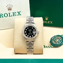 ROLEX 69174 LADY-DATEJUST 26MM STEEL BLACK DIAMOND DIAL JUBILEE 1998