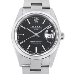 ROLEX OYSTER PERPETUAL DATE 15200 BLACK BAR F NUMBER SECOND HAND MENS