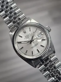 ROLEX DATEJUST SILVER MEN'S WATCH - 16014 W/ BOX