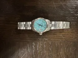 RARE VINTAGE ROLEX OYSTER PERPETUAL TIFFANY & CO BLUE DIAMOND SS LADIES WATCH
