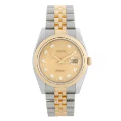 ROLEX DATEJUST 116233  GOLD CHAMPAGNE JUBILEE DIAMOND DIAL W/ROLEX BOX AND BOOKS