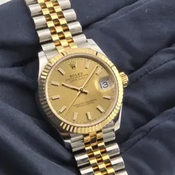 ROLEX DATEJUST 31 MM 2023 B&P CHAMPAGNE DIAL 2 TONE YELLOW GOLD FLUTED JUBILEE