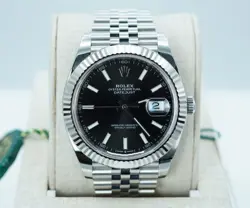 ROLEX 126334 DATEJUST 41 FLUTED BEZEL BLACK DIAL JUBILEE BAND 2022 FULL SET