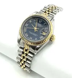 ROLEX DATEJUST 69173 LADIES 26MM BLUE DIAL,  18K GOLD & STAINLESS STEEL WATCH