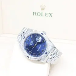 ROLEX 36MM OYSTER PERPETUAL BLUE ROMAN DIAL DATEJUST REF: 16234 (P SERIES)