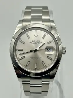 ROLEX DATEJUST DATE JUST 41MM 126300 SILVER DIAL OYSTER BRACELET SMOOTH BEZEL