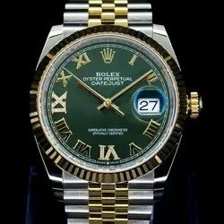 NEW 2025 ROLEX DATEJUST 36 126233 OLIVE GREEN DIAMOND FLUTED JUBILEE