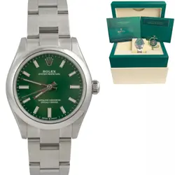 ROLEX OYSTER PERPETUAL 277200 STAINLESS STEEL GREEN DIAL 31MM LADIES BOX PAPERS
