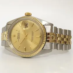ROLEX DATEJUST 36 18KT YELLOW GOLD & STAINLESS STEEL CHAMPAGNE DIAL JUBILEE 1601
