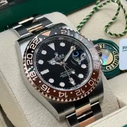ROLEX GMT-MASTER II TWO-TONE OYSTERSTEEL EVEROSE GOLD ROOT BEER
