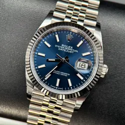 ROLEX DATEJUST 126234 36MM FLUTED JUBILEE BLUE DIAL STAINLESS STEEL WATCH - 2025