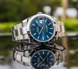 ROLEX DATEJUST 126300 41MM BLUE MOTIF DIAL STEEL OYSTER SMOOTH BEZEL - 2023