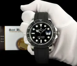 ROLEX 42mm 18kt White Gold Yachtmaster Oysterflex Strap CARD 226659 SANT BLANC