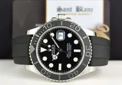 ROLEX 42mm 18kt White Gold Yachtmaster Oysterflex Strap CARD 226659 SANT BLANC