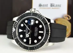 ROLEX 42mm 18kt White Gold Yachtmaster Oysterflex Strap CARD 226659 SANT BLANC