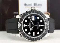 ROLEX 42mm 18kt White Gold Yachtmaster Oysterflex Strap CARD 226659 SANT BLANC