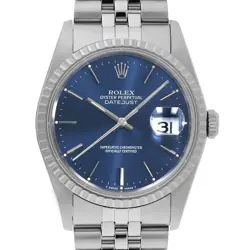 ROLEX DATEJUST 16220 BLUE BAR 5 ROWS JUBILEE BRACELET L NUMBER SECOND HAND MENS