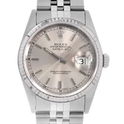 ROLEX DATEJUST 16234 SILVER BAR 5 ROWS JUBILEE BRACELET W NUMBER SECOND HAND...