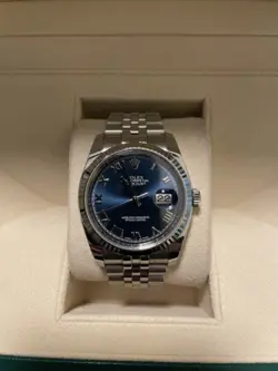 ROLEX DATEJUST 116234 SILVER JUBILEE BRACELET WITH WHITE GOLD FLUTED BEZEL