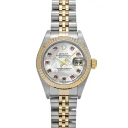ROLEX DATEJUST 79173NGR WHITE SHELL/RUBY WATCH 675959