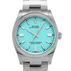 ROLEX OYSTER PERPETUAL 36 126000 TURQUOISE BLUE WATCH 677544