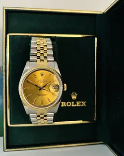 1989 ROLEX OYSTER PERPETUAL DATE CHAMPAGNE DIAL AND JUBILEE BRACELET - SERVICED