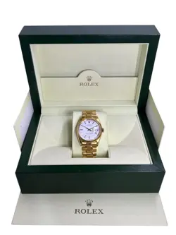 ROLEX 18K YELLOW GOLD 36MM DATEJUST REFERENCE 1601 WHITE DIAL WITH BOX PRESIDENT