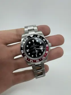 ROLEX GMT-MASTER II SILVER OYSTER BRACELET RED AND BLACK BEZEL
