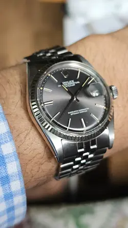 VINTAGE ROLEX DATEJUST 1601 GRAY DIAL W/BOX & PAPERS MEN'S AUTOMATIC WATCH 1973