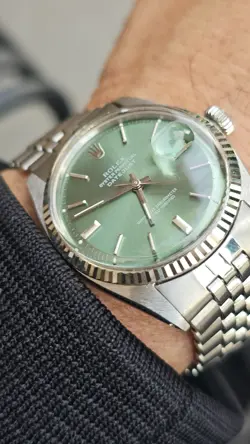 VINTAGE ROLEX DATEJUST 1601 OLIVE GREEN DIAL MEN'S AUTOMATIC WATCH 1972