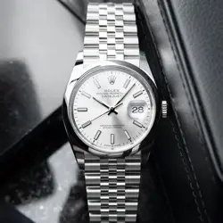 ROLEX DATEJUST 36MM SILVER DIAL STEEL JUBILEE BRACELET SMOOTH BEZEL PAPERS WATCH