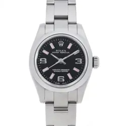 ROLEX OYSTER PERPETUAL 176200 BLACK 369 PINK BAR M NUMBER SECOND HAND WOMEN