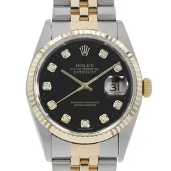 ROLEX DATEJUST 10P DIAMOND 16233G BLACK Y NUMBER SECOND HAND MENS