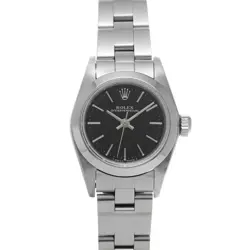 ROLEX OYSTER PERPETUAL 67180 BLACK CASE SIZE 2424MM LADIES USED WATCH #61330