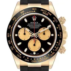 ROLEX DAYTONA YELLOW GOLD BLACK DIAL CERAMIC BEZEL MENS WATCH 116518 BOX CARD