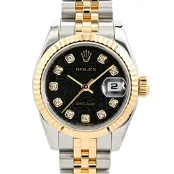 ROLEX DATEJUST 179173G BLACK CASE SIZE 26MM LADIES USED WATCH #61630