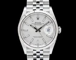 ROLEX 126234 DATEJUST 36 SILVER STICK DIAL SS JUBILEE 2025