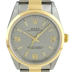 ROLEX OYSTER PERPETUAL 14203M GRAY CASE SIZE 34MM USED WATCH #61030