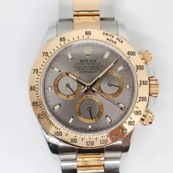 2000s Rolex 116523 Daytona 40mm Steel 18K Yellow Gold Gray Sticks Dial Watch
