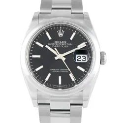 ROLEX DATEJUST 36 BLACK DIAL STEEL OYSTER WATCH 126200