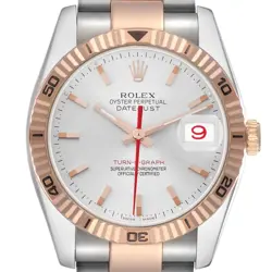 ROLEX DATEJUST TURNOGRAPH SILVER DIAL STEEL ROSE GOLD MENS WATCH 116261