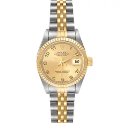 ROLEX DATEJUST CHAMPAGNE DIAMOND STEEL YELLOW GOLD LADIES WATCH 69173