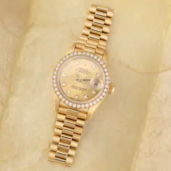 ROLEX LADY-DATEJUST YELLOW GOLD PRESIDENT 69138 CHAMPAGNE DIAMOND - PRE-OWNED