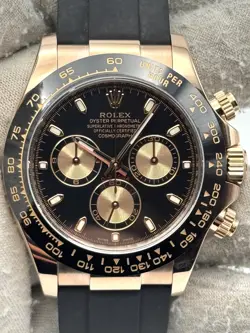 ROLEX COSMOGRAPH DAYTONA BLACK DIAL ROSE GOLD OYSTERFLEX 116515LN B&P 2020