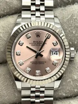 ROLEX DATEJUST 28MM PINK DIAMOND DIAL STAINLESS STEEL JUBILEE 279174 B&P 2022