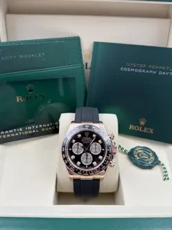 ROLEX COSMOGRAPH DAYTONA BLACK DIAMOND DIAL RG OYSTERFLEX 126515LN B&P 2025