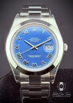 ROLEX DATEJUST 116300  BLUE ROMAN DIAL 41MM NEW OLD STOCK, STICKERS,FULL SET