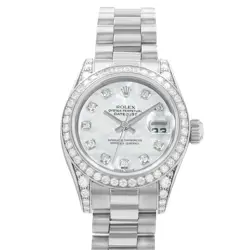 ROLEX DATEJUST 26 179159 MOTHER OF PEARL FACTORY DIAMOND WHITE GOLD LADIES WATCH