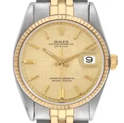 ROLEX DATEJUST STEEL YELLOW GOLD LINEN DIAL VINTAGE MENS WATCH 1603