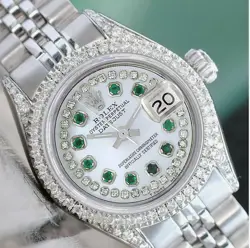 ROLEX DATEJUST LADIES STEEL WHITE MOTHER OF PEARL DIAMOND 1.50CTW DIAMOND WATCH